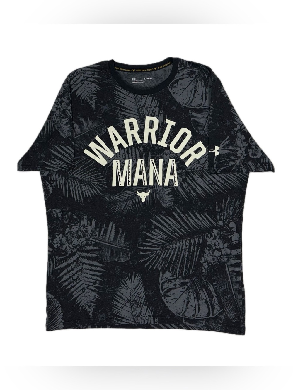 Under Armour Project Rock Grey Hawaiian Floral Warrior Mana T Shirt Men XL